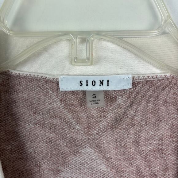 Sioni Plaid Argyle Cardigan Pink Academia Knit S - Picture 4 of 7